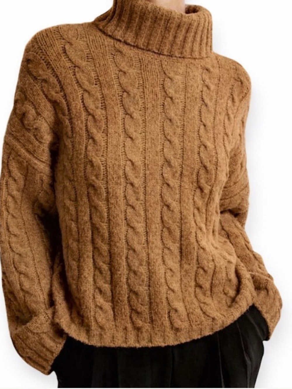 Abercrombie & Fitch Cable Knit Sweater Large Cozy Luxe Quiet Luxury minimalist